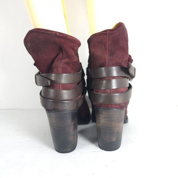 Freebird by Steven Women's Blaze US 10 Burgundy Leather Zip Heeled Ankle Boots - Picture 8 of 12